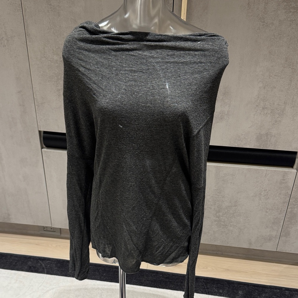 C&C California Dark Gray Off-Shoulder Sweatshirt